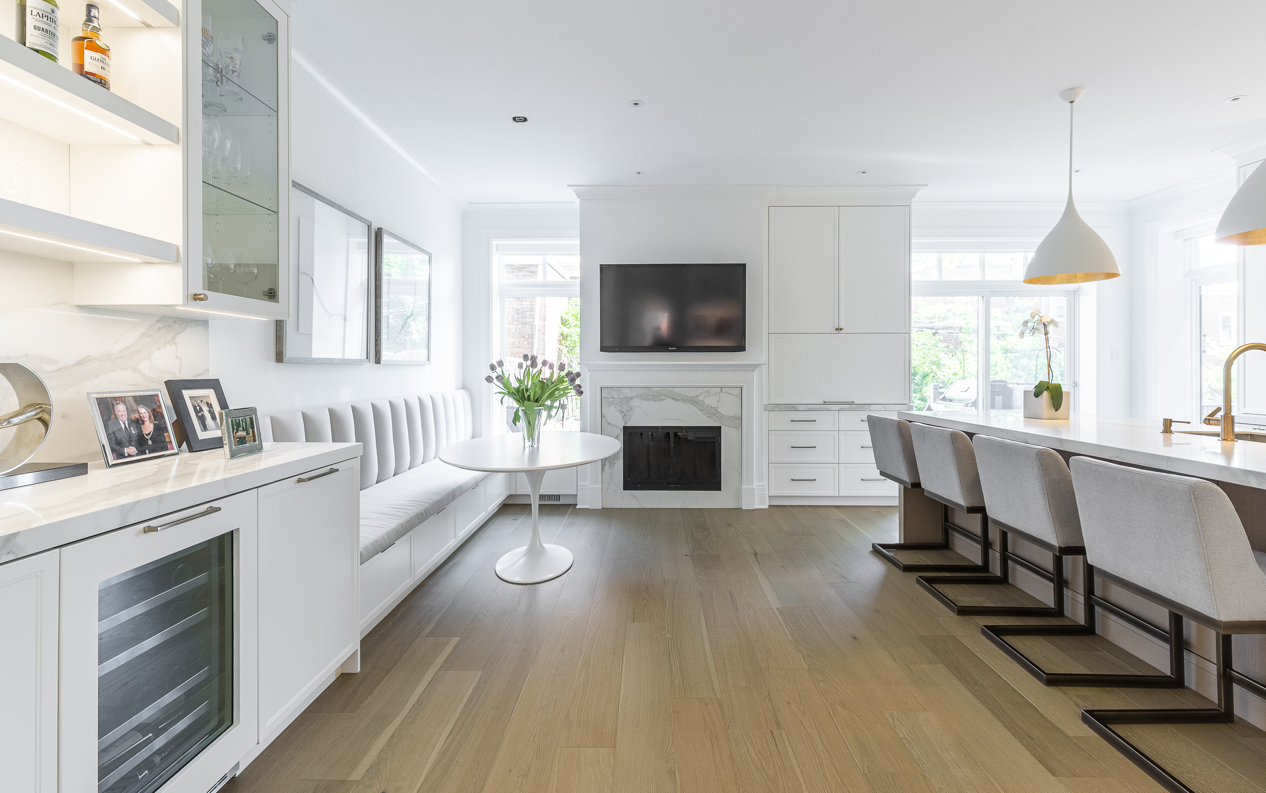 Experience contemporary elegance in this inviting open-concept living space, blending a bright kitchen and dining area for seamless gatherings.